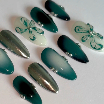 Mandelkujuline kunstküüned lillemustriga, armas, kandmiseks sobiv stiil