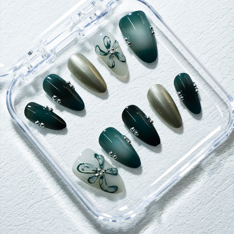 Mandelkujuline kunstküüned lillemustriga, armas, kandmiseks sobiv stiil