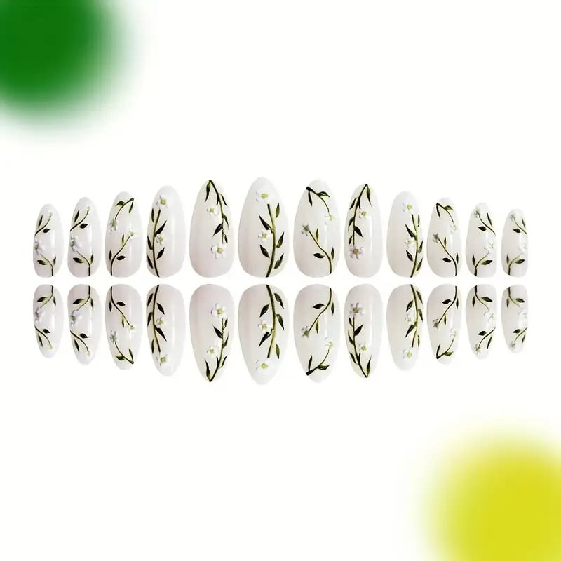 Kantav maniküüri komplekt, reljeefne läikiva viimistlusega, lilleokste motiiv, 24 tk., OEM