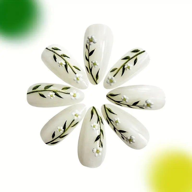 Kantav maniküüri komplekt, reljeefne läikiva viimistlusega, lilleokste motiiv, 24 tk., OEM