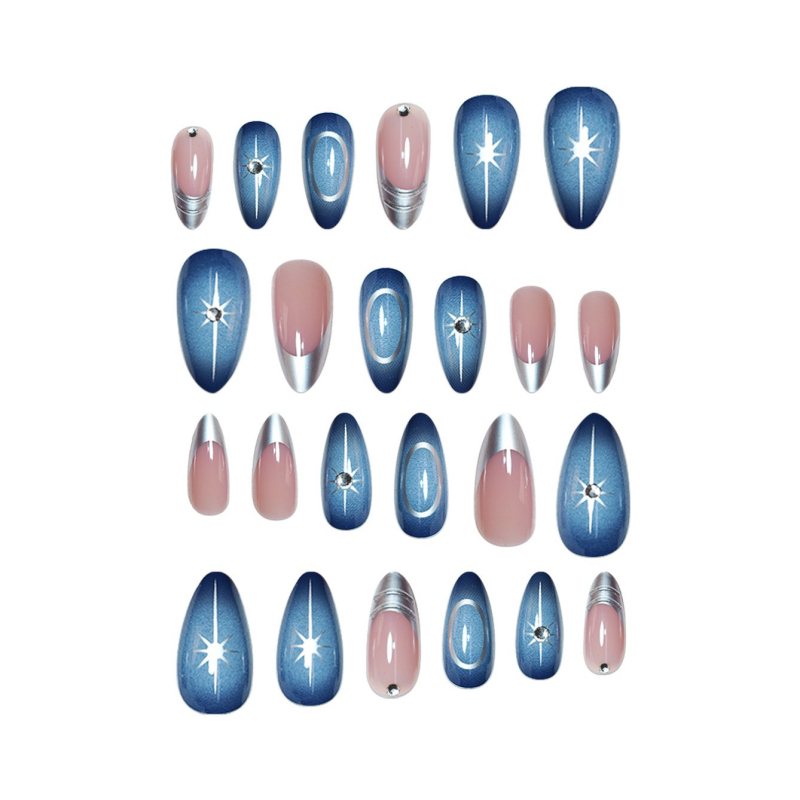 Mandlikujulised võltsküüned, prantsuse muster, kandmiseks sobiv stiil, kohalik bränd