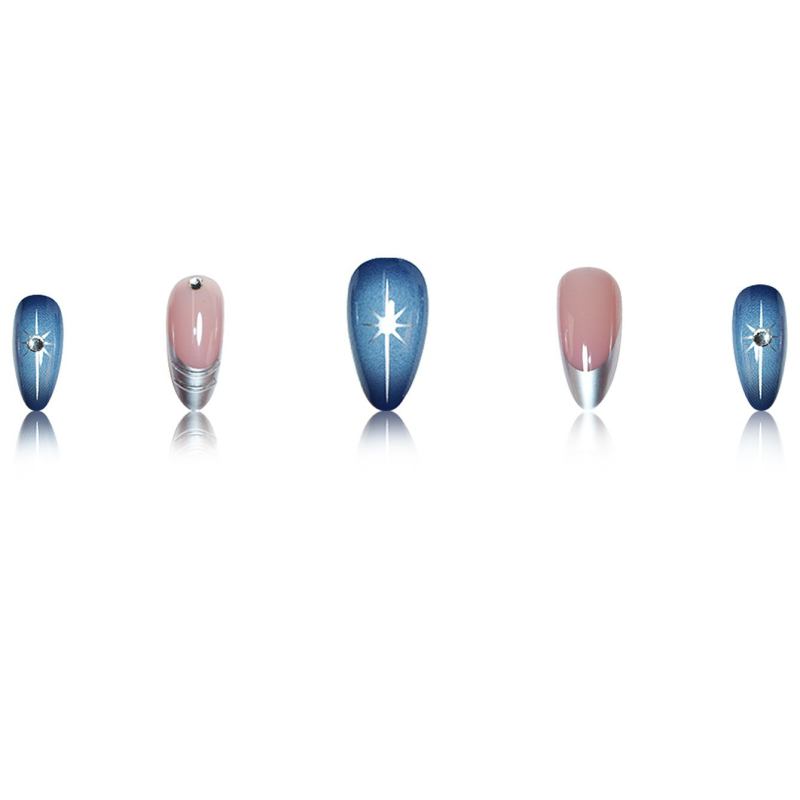 Mandlikujulised võltsküüned, prantsuse muster, kandmiseks sobiv stiil, kohalik bränd