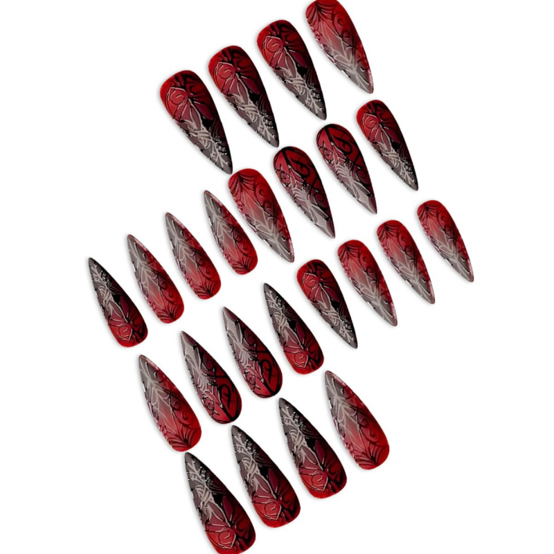 Mandlised kunstküüned 3D ebaregulaalsete triipudega – 24 tk, armas stiil, kanda sobiv, līplapakku raksts