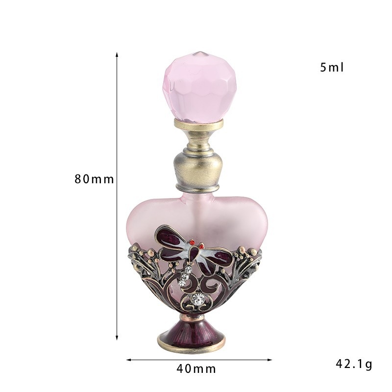 Kosmetička bočica za parfem, 5ML, luksuzna prijenosna retro europska bočica; materijali: legura + staklo + rhinestones; završna obrada: elektroplatiranje + lakiranje; pakiranje: neovisno pakiranje; razina pakiranja: tri sloja; model: 5ML