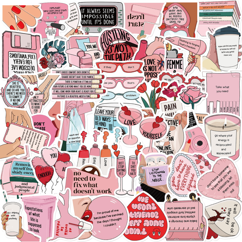 Kleepsude komplekt, 50 tk, Yihe – karikatuuri-stiilis inspireerivad grafiti kleepsud, trükitud valmistus, 25 g, sobib telefonikorpusele, märkmikule ja pagasile