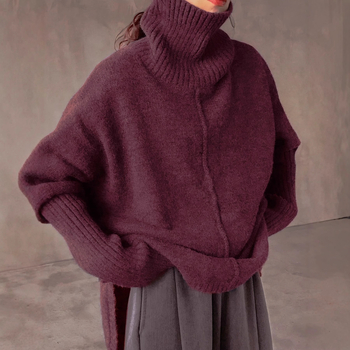 Kampsun ühel õlalõlmega kaelusega, slim fit, ebakorraparane lõngamuster, kitse naha ja nailoni segu, pikkade varrukatega