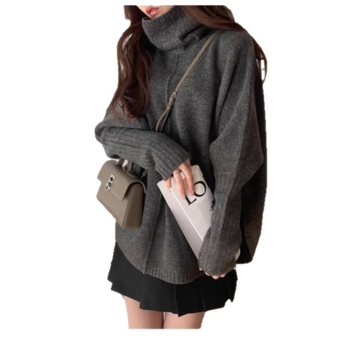 Kampsun ühel õlalõlmega kaelusega, slim fit, ebakorraparane lõngamuster, kitse naha ja nailoni segu, pikkade varrukatega