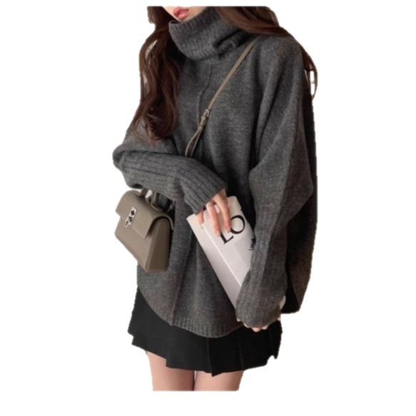 Kampsun ühel õlalõlmega kaelusega, slim fit, ebakorraparane lõngamuster, kitse naha ja nailoni segu, pikkade varrukatega