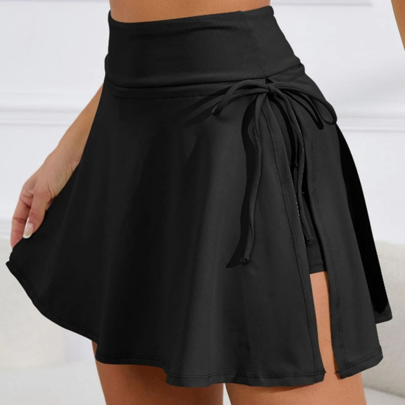 Naistele spordiseelik sisseehitatud lühikeste pükstega, A-tüüpi siluett, polüester/elastaani segu, 80-90% polüestrit, külgine sisselõige