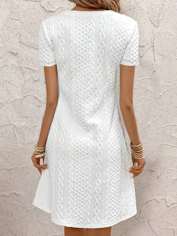 Kleit - V-kaelusega, lühikeste varrukatega, keskmise pikkusega, polüester, värske ja õrn stiil