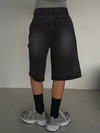 Dámske džínové šortky, vintage opotrebený vzhľad, pranie, stredná pása, rovný strih, bavlna-viskóza zmes