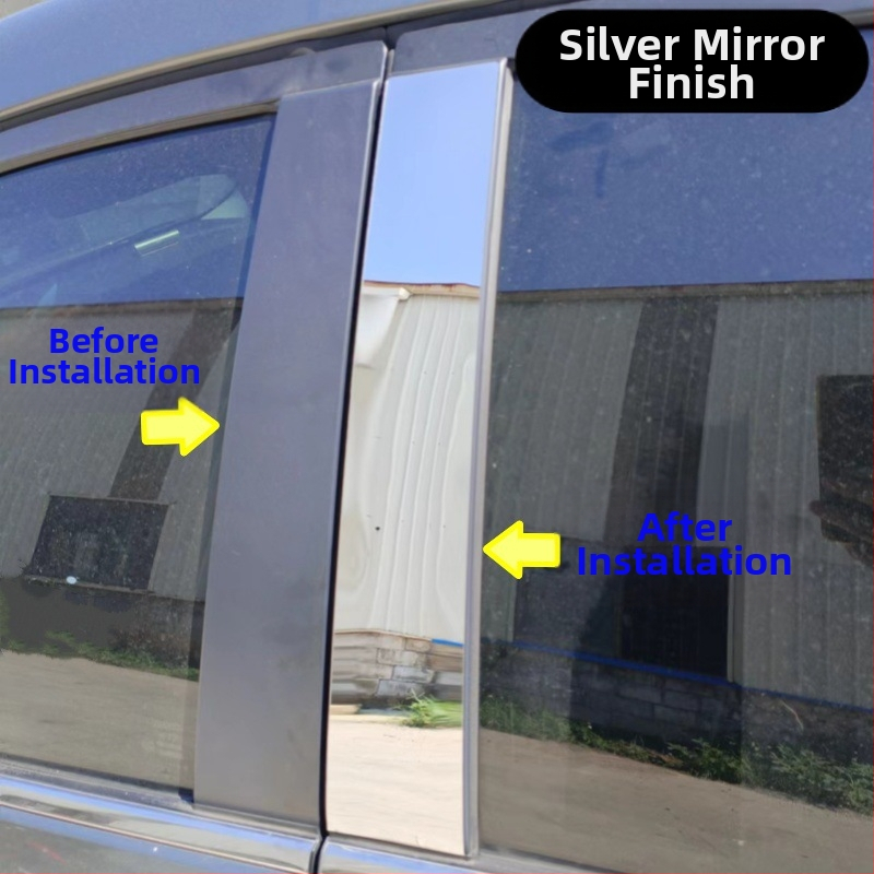 Toyota centrinio stulpelio langų dekoratyvinės lipdukai: Vios, Reiz, Yaris, Highlander, Crown, Land Cruiser; 2006–2023; PC medžiaga; automatinė pavarų dėžė.