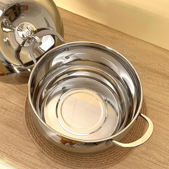 Hrniec na polievku z 201 nerezovej ocele, objem 3,1–4 l, nerezový pokrievka, antiadhézny povrch, kompatibilný so všetkými platňami