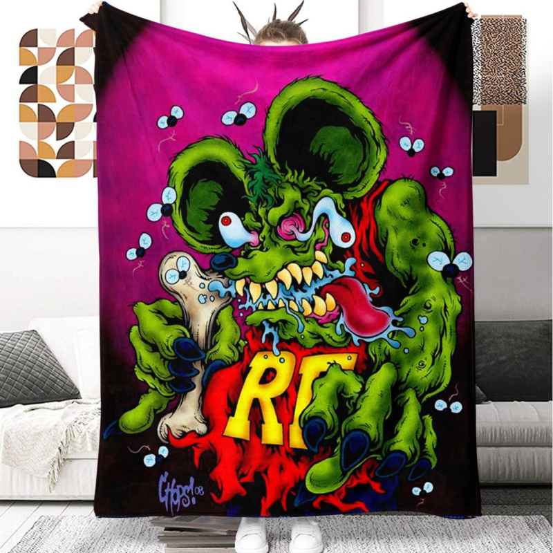 Плед с HD дигитален печат, геометричен модел; полиестер, 200–300 г, четири сезона