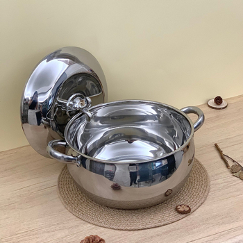 Nerezový hrniec na polievku, zosilnený dizajn s dvomi uchami, nepriľnavý povrch, objem 2,1–4 l