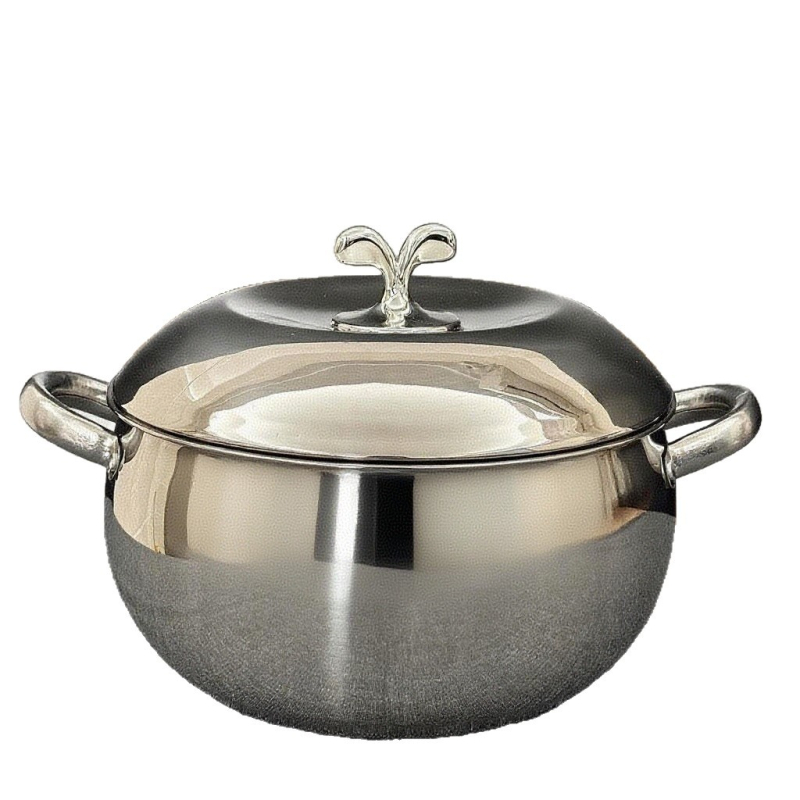 Nerezový hrniec na polievku, zosilnený dizajn s dvomi uchami, nepriľnavý povrch, objem 2,1–4 l