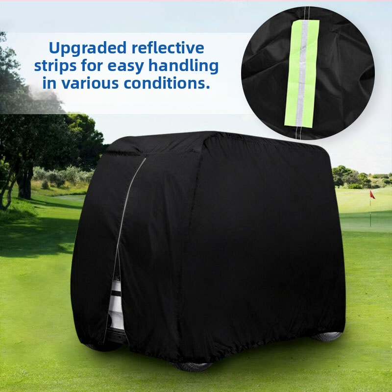 Čierny kryt na golfový vozík z tkaniny 300D Oxford, pre dve miesta