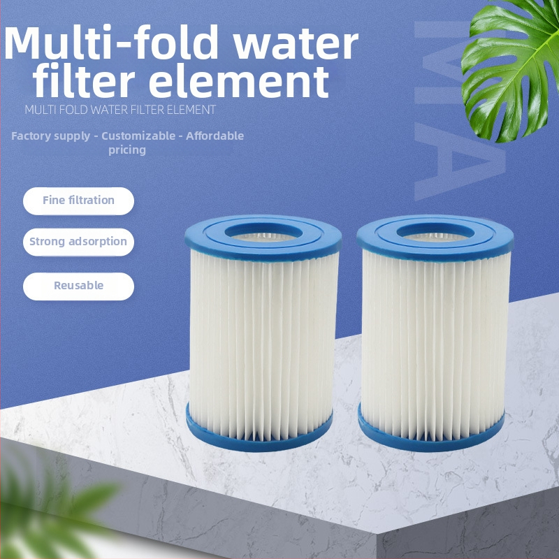 Filtračný prvok na vodu – skladateľný, viacnásobne zložený filtračný prvok; polyesterová sieť; účinný filtračný materiál; model: viacnásobne zložený vodný filtračný prvok