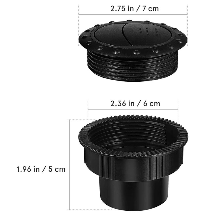 Parphamens izlaz zraka za RV, autobus i jahtu — okrugli otvor na krovu i izlaz zraka s gumbom na ploči instrument ploče