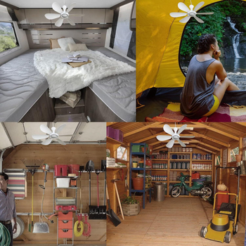 USB napajani mini visići ventilator s 6 lopatica, tih (<36 dB), 5V DC, bez baterije, brushless motor