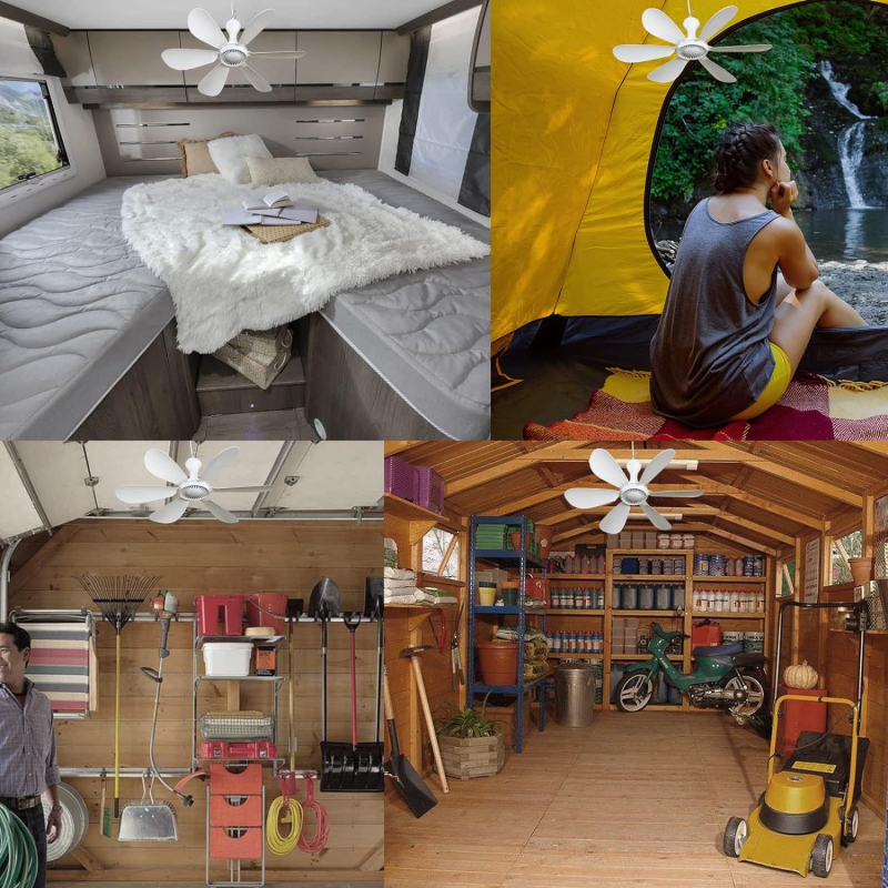 USB napajani mini visići ventilator s 6 lopatica, tih (<36 dB), 5V DC, bez baterije, brushless motor