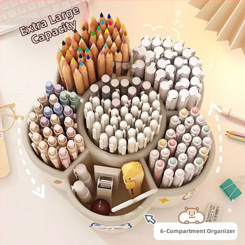 360° otáčajúci ceruzkovník s viacerými priehradkami, veľký objem, stolový organizér pre kanceláriu, PP materiál, možnosť potlače loga
