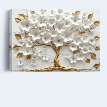 Platnena zidna slika s okvirom od masivnog drveta, motiv biljaka, ulje na platnu, moderni minimalisticki stil