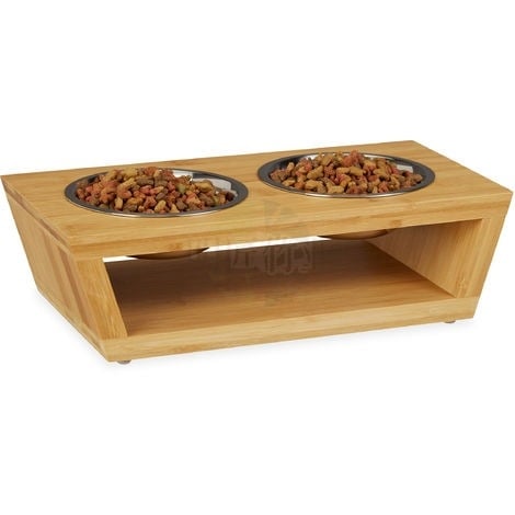 Стойка за купи за домашни любимци от бамбук, модел H198, марка Mingjiang, 8 броя в опаковка (Материал: бамбук; Модел: H198; Бранд: Mingjiang; Опаковка: 8 броя)