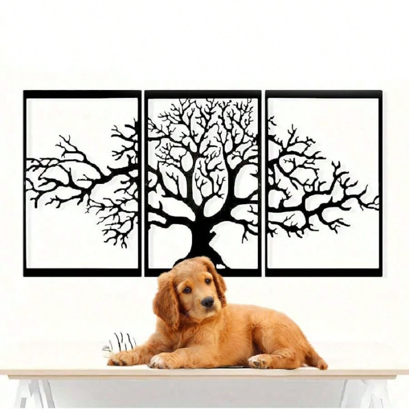 Geometrijska metalna zidna dekoracija s siluetom biljke za unutarnju dekoraciju