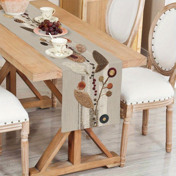 Флаг за маса с флорален принт, лен, нордически стил, мрежест модел, номер на продукта zff-121