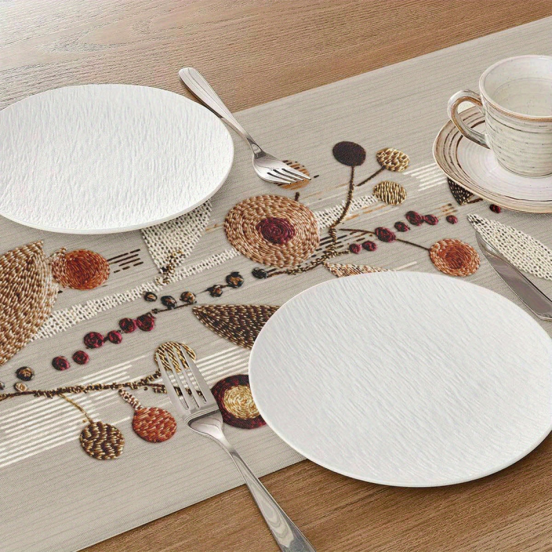 Флаг за маса с флорален принт, лен, нордически стил, мрежест модел, номер на продукта zff-121