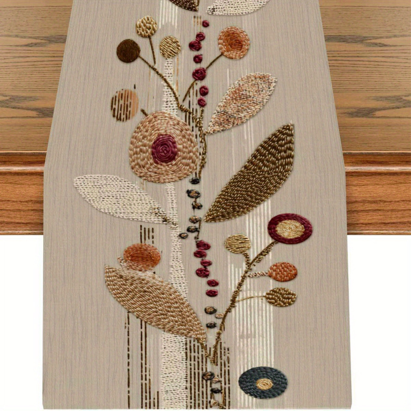 Флаг за маса с флорален принт, лен, нордически стил, мрежест модел, номер на продукта zff-121