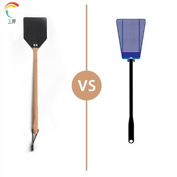 Kožený a drevený odpudzovač múch s predĺženou rukoväťou, odolný a prispôsobiteľný