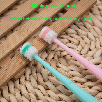 Aishukou detská kefka na zuby s 360° silikónovou hlavou, ručná, mäkké štetinky, krabica 400 kusov