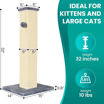 Stĺpik na škrabanie pre mačky a lezecký rám – sisal, jednoduchý štýl, hmotnosť 4,6 kg