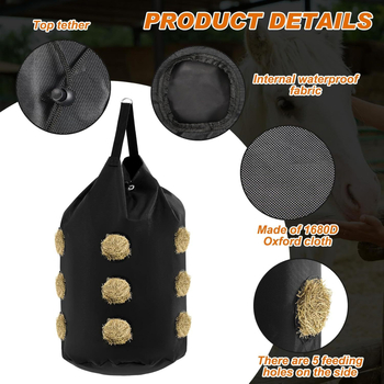 Sac de depozitare fân cu găuri de hrănire pentru capre și cai (Găuri de hrănire; Sac de depozitare; Pentru capre și cai)