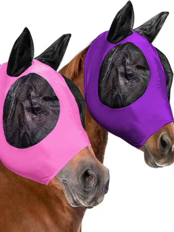 Jahačka maska za konje — prozračna mrežasta tkanina od najlona i Lycra, visoka elastičnost, jednostavno čišćenje i nošenje, zaštita od komaraca i insekata
