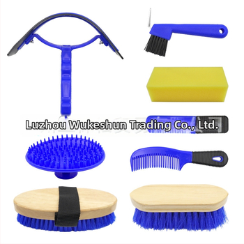 8-dielny set nástrojov na starostlivosť o kone, plastové nástroje v priehľadnom vrecku, pôvod Jiangsu