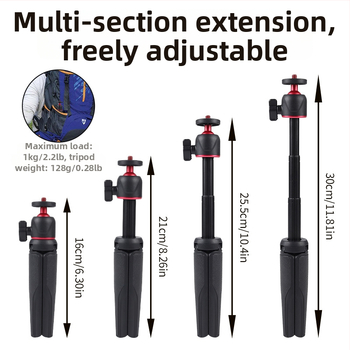 Stolný mini statív na video, prenosný, s výsuvnou tyčou, z plastu