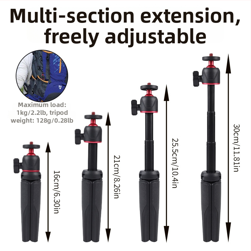 Stolný mini statív na video, prenosný, s výsuvnou tyčou, z plastu