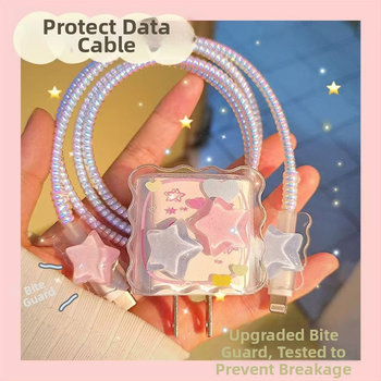 Datu kabeļa aizsarg vāciņš Apple 20W uzlādes kabelim, atvērts vēršanas tips, karikatūras vienkāršs stils, TPU un sveķi