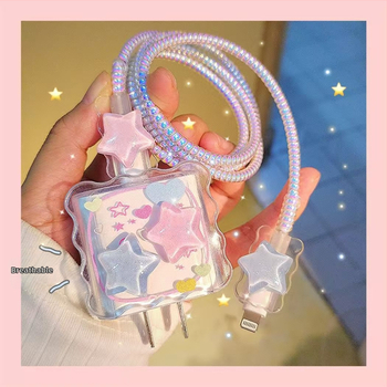 Datu kabeļa aizsarg vāciņš Apple 20W uzlādes kabelim, atvērts vēršanas tips, karikatūras vienkāršs stils, TPU un sveķi