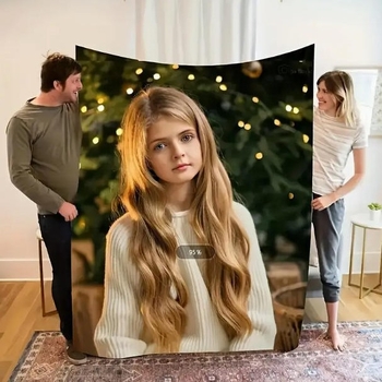 Персонализирано фото одеяло с ваша собствена снимка — мек фланелен плат, геометричен модел, тегло 230 г, подходящо за всички сезони