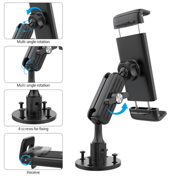 Автомобилен държач за таблет и телефон, от алуминиева сплав, въртящ се, модел K20-3, размери 135×95×150 мм, тегло 258 g