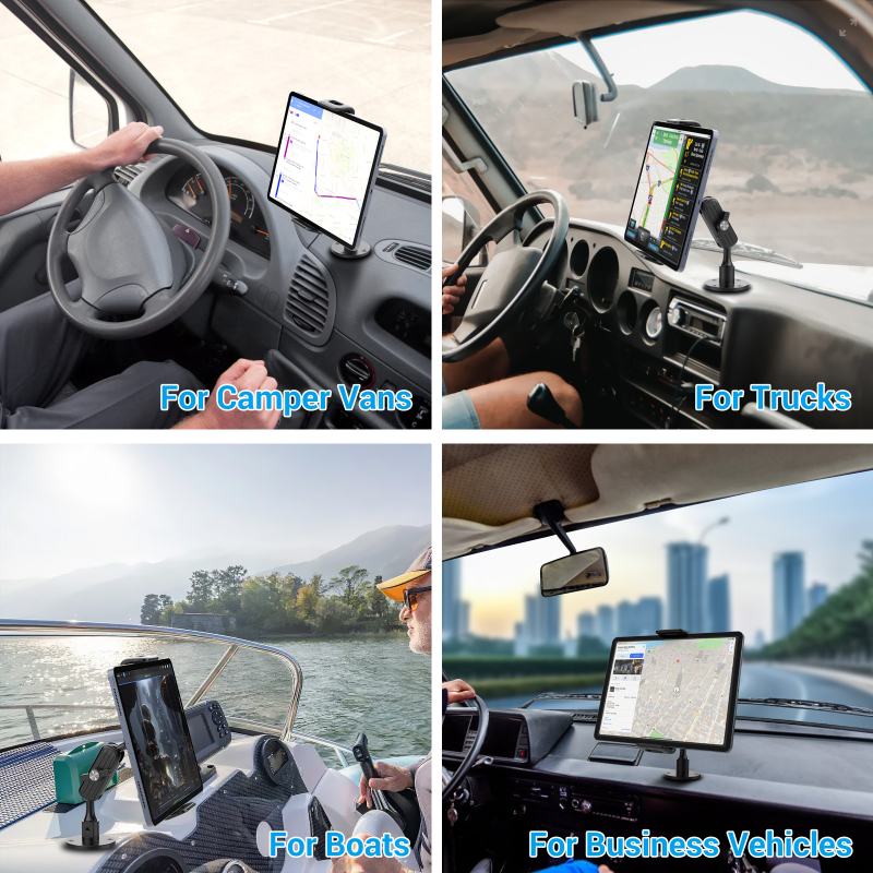 Автомобилен държач за таблет и телефон, от алуминиева сплав, въртящ се, модел K20-3, размери 135×95×150 мм, тегло 258 g