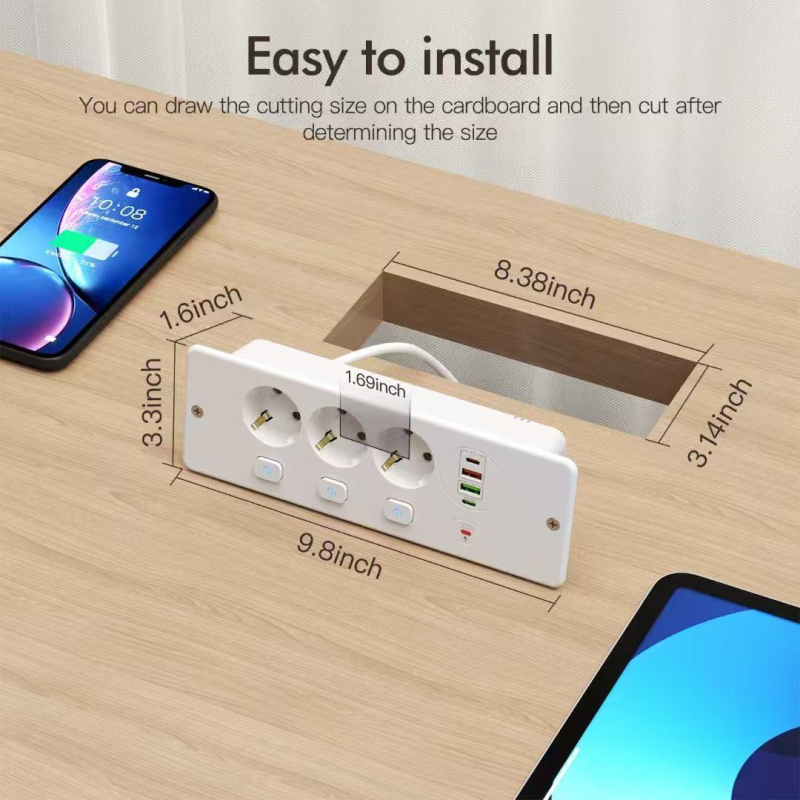 Zásuvka v európskom štýle s nezávislým vypínačom, rýchle nabíjanie PD20W + QC3.0, CE certifikát