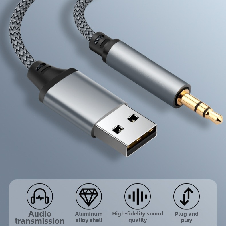 USB na 3,5 mm audio kábel pre desktop a notebook — AUX adaptér, M-M, meďový vodič