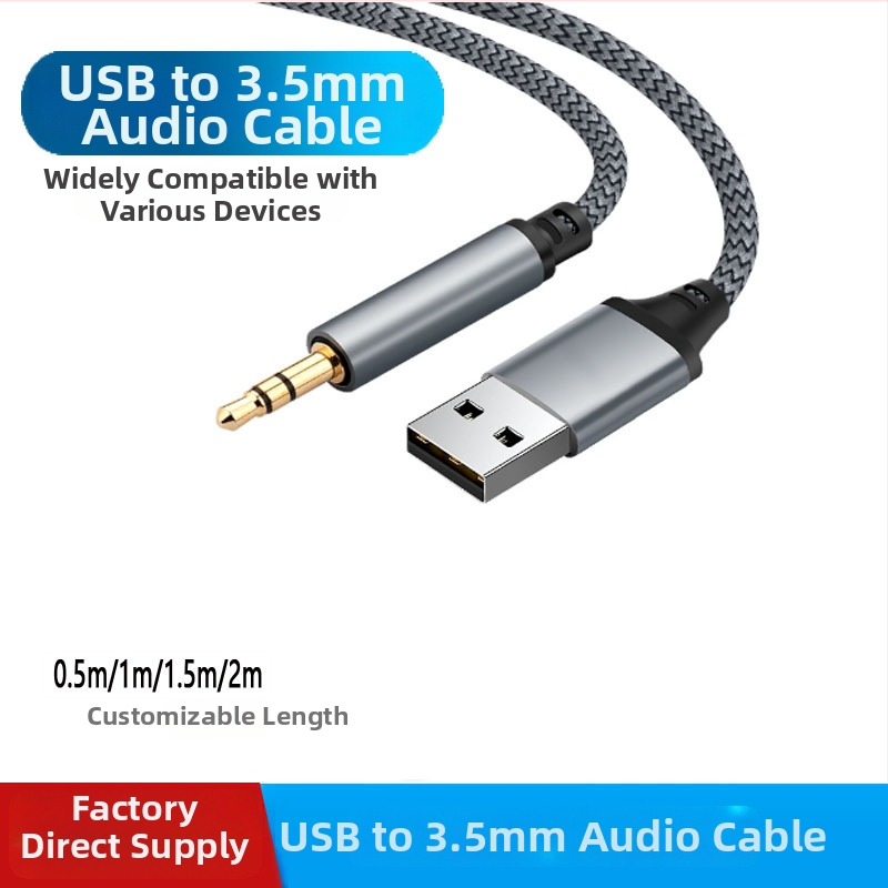 USB na 3,5 mm audio kábel pre desktop a notebook — AUX adaptér, M-M, meďový vodič