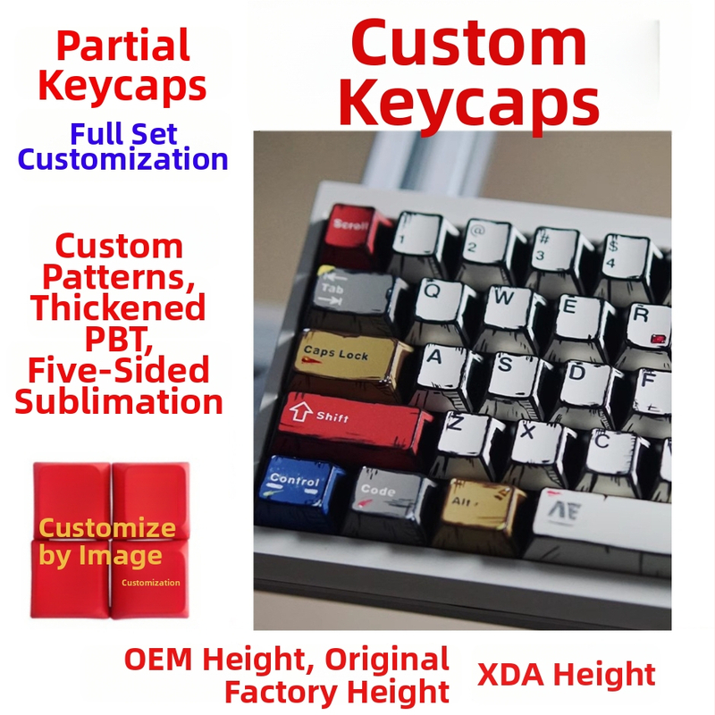 Set klávesových krytov PBT pre mechanické klávesnice, päťstranná sublimácia, anime 2D dizajn, personalizované, kompletná sada