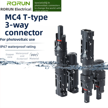 Solárny fotovoltický konektor s T-typom, trojcestný, 2-1 samičko-samček adaptér, PPO, model T2-1